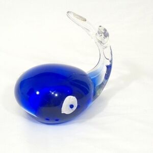 VINTAGE Blown Art Glass Cobalt Blue Whale Paperweight